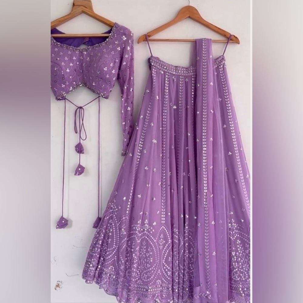 Elegant Hand Tailored Purple Lehenga Dress